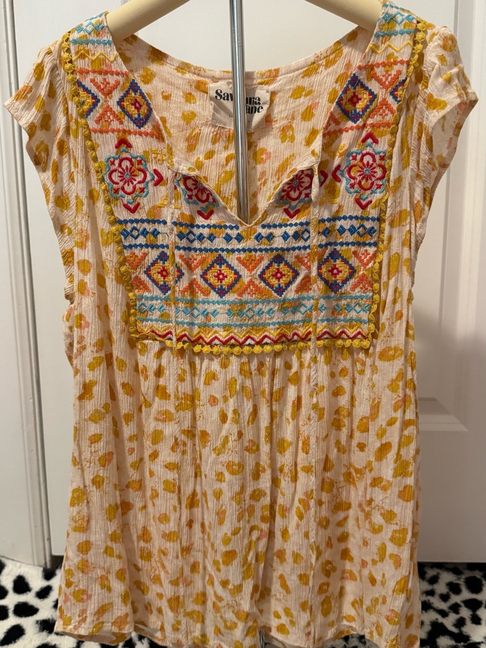 Savanna Jane Cream Tunic with Yellow & Orange Spot Print